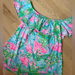 Lilly Pulitzer La Fortuna, Off the Shoulder Flamingo Print Top